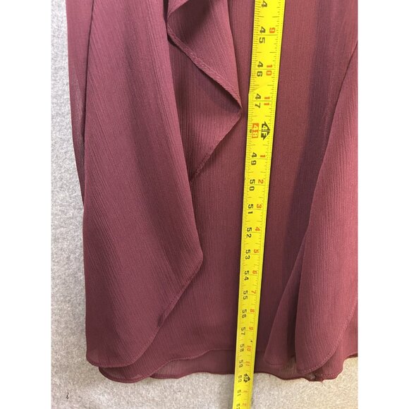 White by Vera Wang Maxi Dress Women 4 Wine Ruffle Halter Bridesmaid Formal Gown - Picture 4 of 11